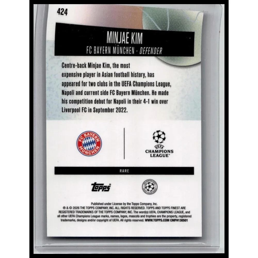 2025-26 Finest UEFA Minjae Kim #424 FC Bayern Munchen Purple Checkerboard /75